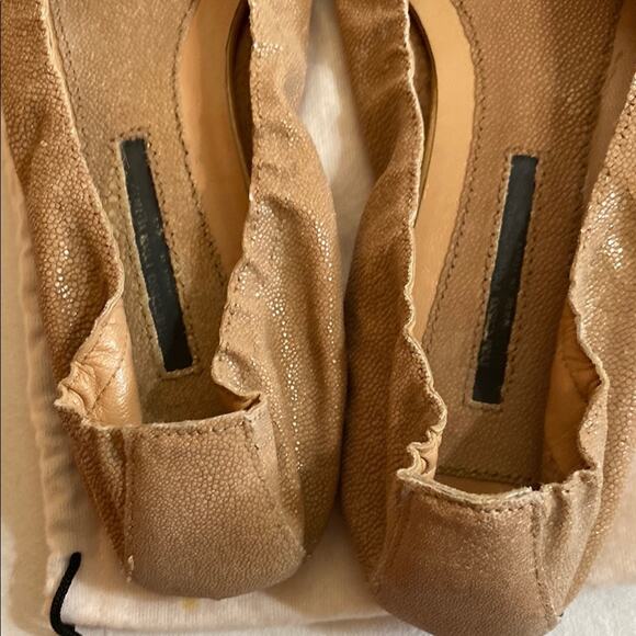 Narciso Rodriguez Snake Leather Pale Pink Tan Open Toe Ballet Flats - 9 W/ Bag - Picture 4 of 13